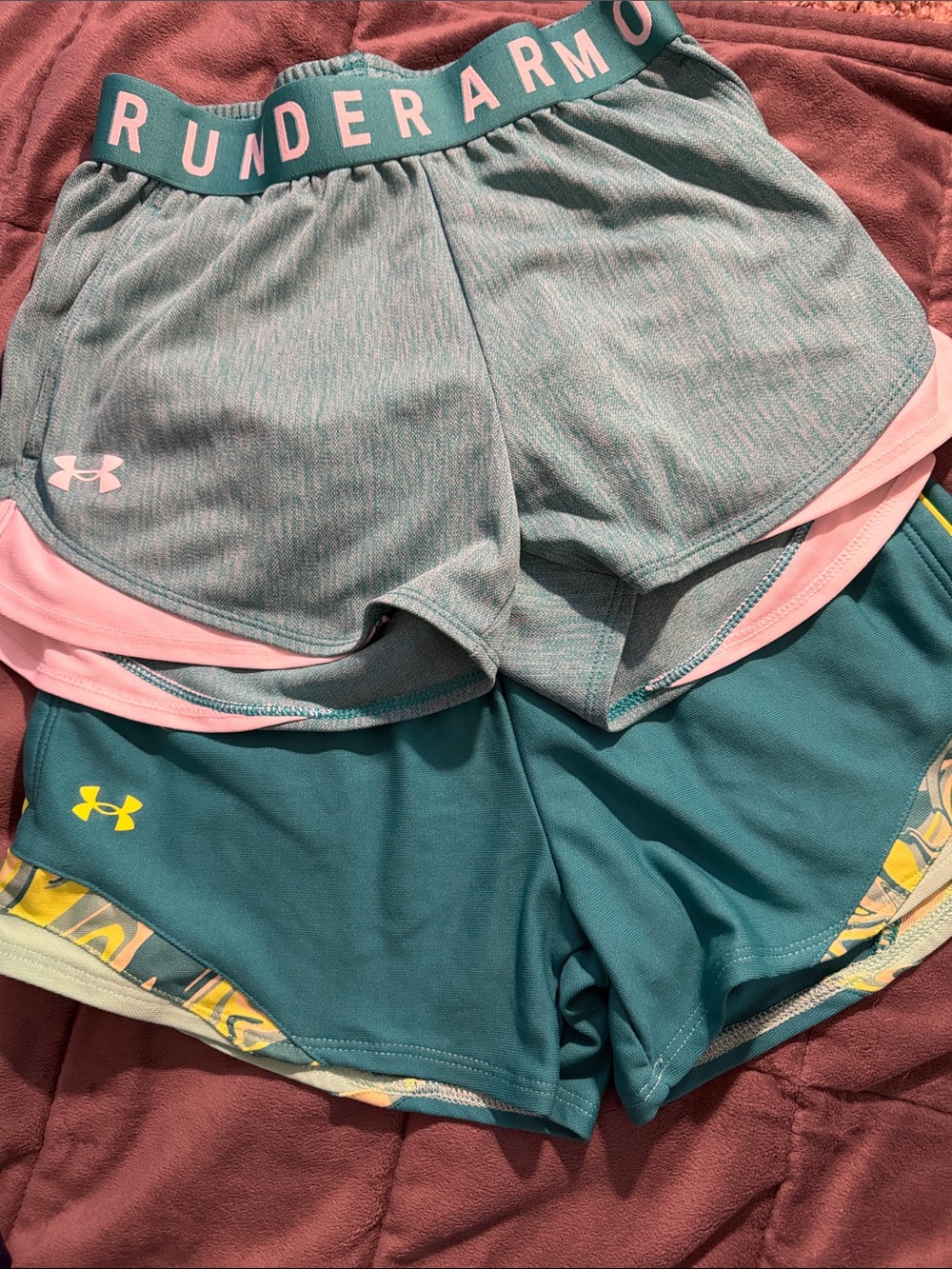Under Armour Teal and Pink Women's Athletic Shorts Duo